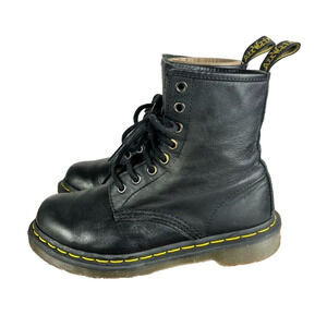 Dr Martens Boots Womens 6 Black Smooth Leather 1460 Lace Up Motorcycle Combat